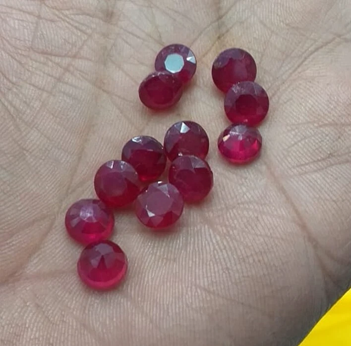 Wholesale Lot 5mm Round Facet Natural Mozambique Ruby Loose Calibrated Gemstone - Image 1 of 4