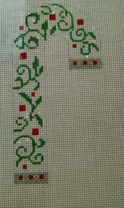 Amanda Lawford Candy cane ornament Handpainted Needlepoint Canvas - Picture 1 of 1