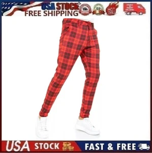 32"x31" Wetta Plaid Pants for Men - Skinny Chinos Pants Men – Stretchy Fashion - Picture 1 of 12