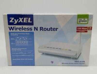 ZyXEL NBG416N 150 Mbps 4-Port 2.4 GHz N lite 10/100 Wireless Home Router Sealed - Image 1 of 4