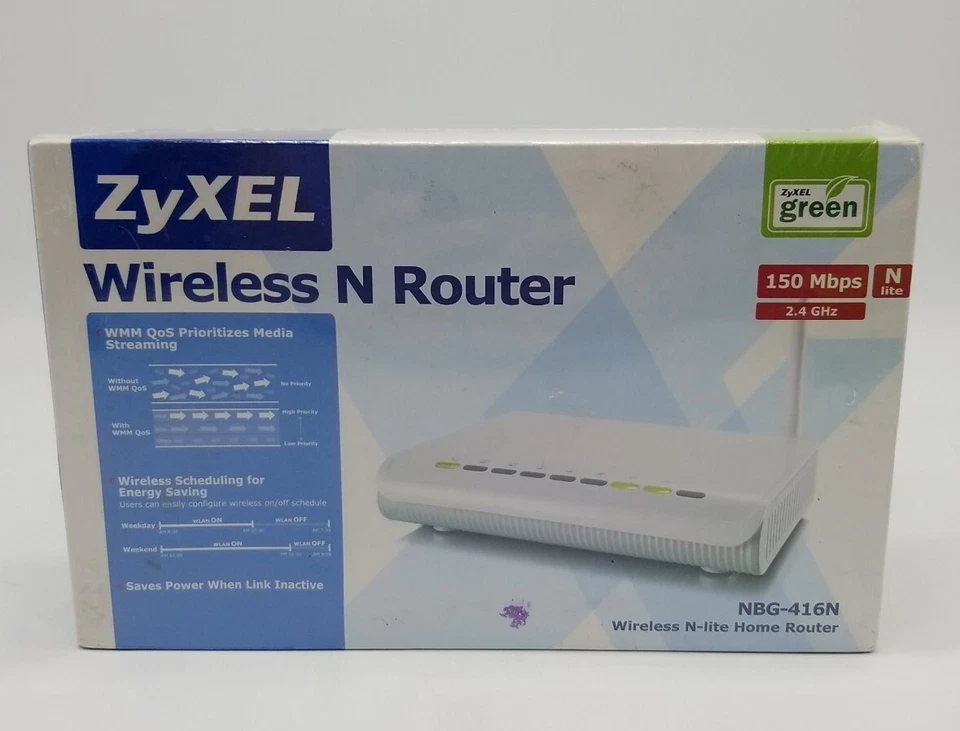 ZyXEL NBG416N 150 Mbps 4-Port 2.4 GHz N lite 10/100 Wireless Home Router Sealed - Image 1 of 4