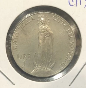 1931 VATICAN CITY 1 LIRE NICKEL COIN-KM#5-MINTAGE=80,000 - Picture 1 of 4