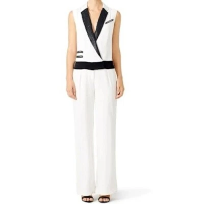 Rachel Zoe Jumpsuit Sleeveless Wide Leg Party Cocktail Black White Size 8 - Image 1 of 4