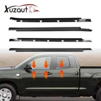 4Pcs For 2000-2006 Toyota Tundra Double Cab Weatherstrip Outer Lower Window Trim - Image 1 of 4