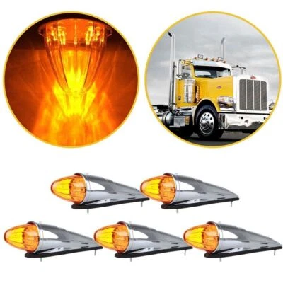 Conjunto de luz de separación de marcador de cabina de techo para semirremolque ámbar para Peterbilt 5x 17LED Foto 1 de 4