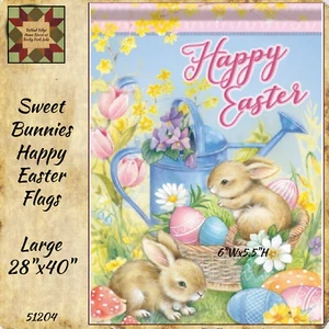 Sweet Bunnies Garden Flag 12 " x 18" Easter Spring - Bild 1 von 2