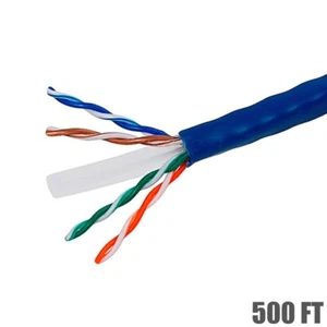 500FT CAT6 Ethernet LAN Network Cable UTP Solid COPPER 23AWG CMR In-Wall BLUE - Picture 1 of 1