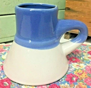 Steinzeug Keramik halb blau weiß Tropfglasur Armaturenbrett Becher Tasse rutschfester Griff - Bild 1 von 8