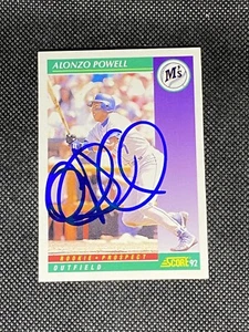 Alonzo Powell Seattle Mariners 1992 Score Signed Auto Card #413 ~ COA - Picture 1 of 3