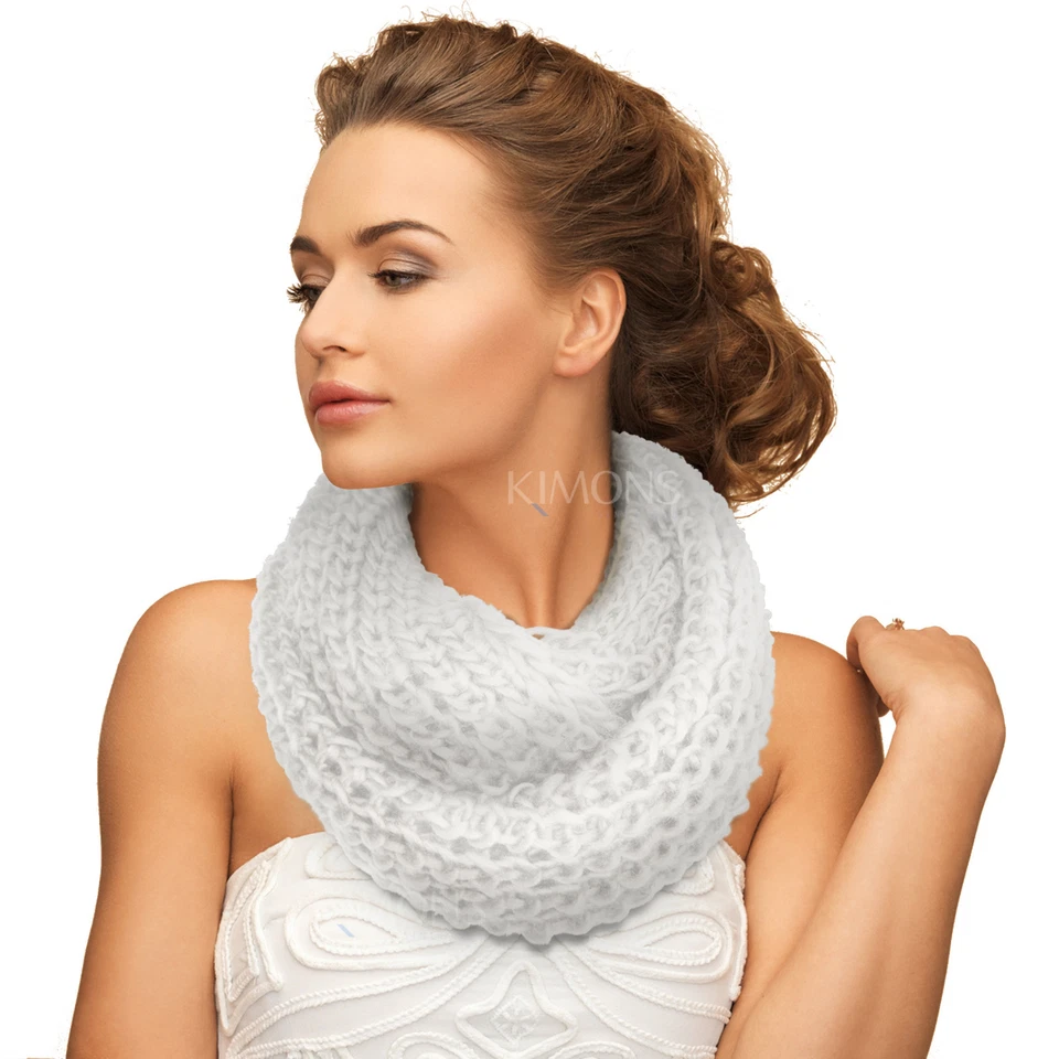 Bufanda Tejida Infinito Circular Lazo Cable Capucha Cuello Mantón Largo Invierno Calentador Mujer Foto 1 de 1