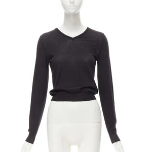 GIANNI VERSACE Vintage cashmere silk wool blend V-neck cropped sewater IT40 S - Picture 1 of 9