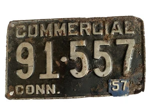 Connecticut CT. 1957 COMERCIAL matrícula etiqueta No. Vehículos comerciales 91-557 - Imagen 1 de 2
