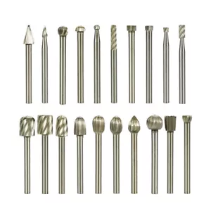 20tlg HSS Frässtifte Set 3mm Schaft Fräser Holzschnitzerei Bohrer Set Gravieren - Bild 1 von 9