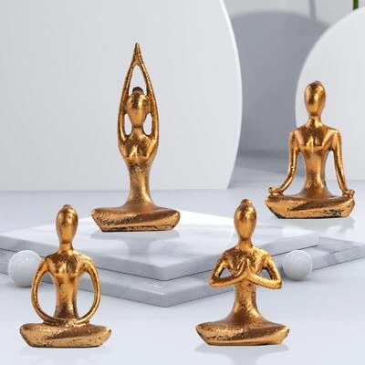 4x Modern  Statue Figurine Meditation Collectible Sculpture Yoga Figure Ornament - Image 1 of 4