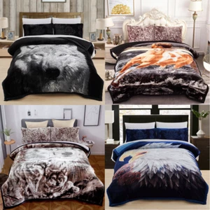 Sherpa Wende Fleece Decke Dicke Decken Animal Print Bettdecke Set Queen - Bild 1 von 30