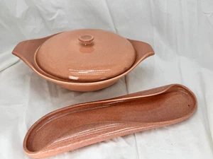 Plato de apio Russel Wright Steubenville plato de verduras cubierto de coral 13" X4" MCM - Imagen 1 de 11