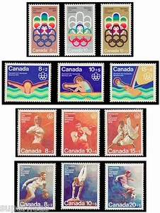 1974-76 Semi Postal B1 to B12 Complete Canadian Montreal Olympics MNH stamps - Picture 1 of 1