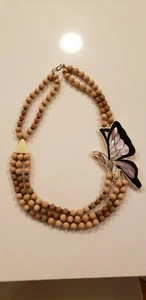 Butterfly Handmade Big Necklace Jewelry wood & stone beads pretty unique fashion - Picture 1 of 7