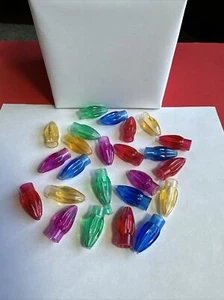 24 Vintage Weihnachts Lichterkette Abdeckungen Kunststoff Zapfen Mehrfarbig - Bild 1 von 2