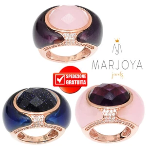 Anello con onice,quarzo rosa,viola e blu in argento 925 rosè e zirconi - Imagen 1 de 13