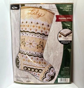 Bucilla Urlaub Glitzer Filz Strumpf Kit 18" Stickerei & Perlen Handwerk Zum Selbermachen - Bild 1 von 8