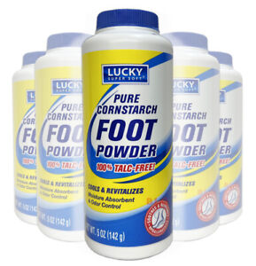 Lucky Pure Cornstarch FOOT POWDER Fresh Odor Control All Day Relieves Cools Feet
