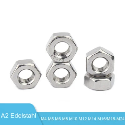 Feingewinde Sechskantmuttern A2 Edelstahl Muttern Sechskant M4 M5 M6/M8-M24 - Bild 1 von 4