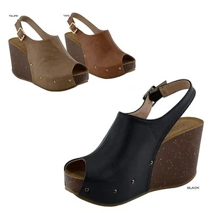 Women Peep Toe Mule Slingback Strap Platform Wedge Heel Shoes Sandal Size 5.5-10 - Picture 1 of 13
