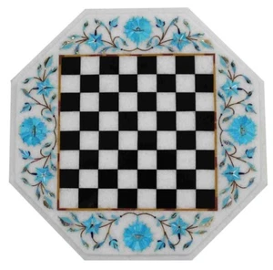 Juego de ajedrez de 12" con incrustación turquesa hecho a mano piedras semipreciosas trabajo - Imagen 1 de 1