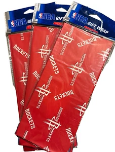 Lotto 3 razzi NBA Houston carta regalo Natale 9 fogli 30"x20" compleanno papà - Foto 1 di 2