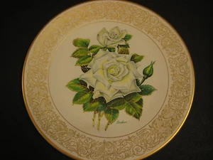 The Edward Marshall Boehm Rose Plate Collection The White Masterpiece Rose Plate - Picture 1 of 5