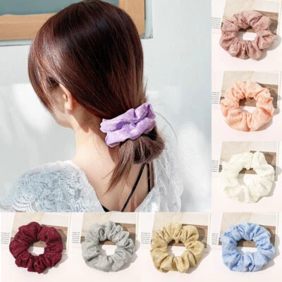 Women Lace Hair Scrunchies Elastic Hairband Barrettes Double Layers Hair Circles - Image 1 of 4