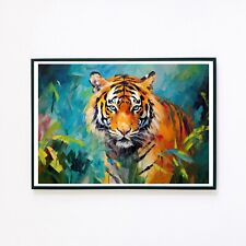 Tiger Abstract Colourful Painting Illustration 7x5 Retro Wall Decor Art Print 