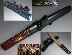 aikuchi koshirae tanto dagger shishi menuki aoi fuchi sword fitting - Picture 1 of 15