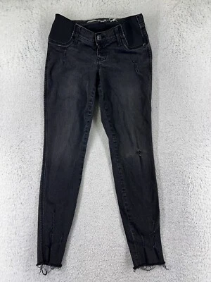 Seven7 Jeans Women 6 Black Denim Maternity Skinny Tapered Distressed 26x26 - Image 1 of 4