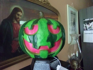 Summerween 7" Blasform Wassermelone Jack-O-Laterne Kürbis LED LICHTER NEU VERSIEGELT - Bild 1 von 3