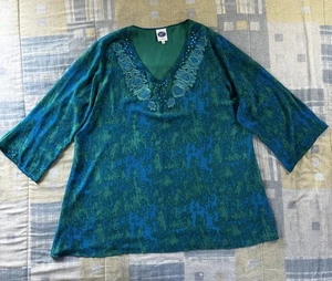 Blusa para mujer Diane Gilman 100 % poliéster manga 3/4 talla 2X - Imagen 1 de 20