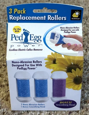 PedEgg Power 3 Pack Replacement Rollers for use with Ped Egg Callus Remover NEW - Image 1 of 3