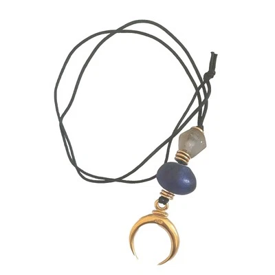 ✨️COLGANTE ROBERT LEE MORRIS✨ 38" GEMA PESADA Y CRISTAL XL CORDÓN DE LINO RARO ORIGINAL Foto 1 de 4