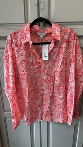 Lilly Pulitzer Jae Tunic Blouse Mizner Red Seaside Harbour Size L Large - Picture 1 of 2