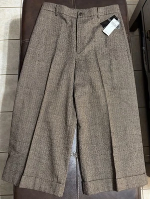Lauren Ralph Lauren Herringbone Wool Blend Wide Leg High Rise Cropped Pants 12 - Image 1 of 4