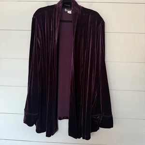 Maggie Barnes Women’s 4X Purple Crushed Velvet Cardigan Jacket Blazer - Picture 1 of 5