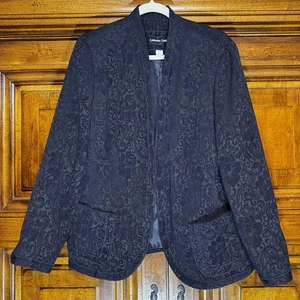Coldwater Creek Blazer Womens 1X 16W 18W Jacquard Open Front Textured Jacket EUC - Picture 1 of 11