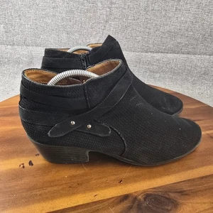Black SODA Ankle Boots Women's Heeled Booties Faux Suede Perforated Size Unknown - Picture 1 of 15