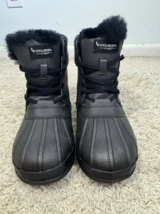 Koolaburra by Ugg Sylia Short Duck Boot Water Resistant Black Leather Women’s 7 - Picture 1 of 12