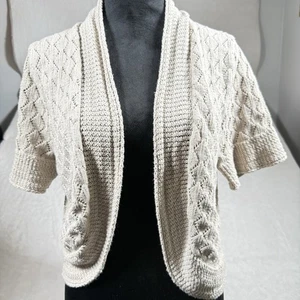 Sonoma Short Sleeve Open Front Cardigan  Knit Sweater Women's XL Beige - Picture 1 of 5