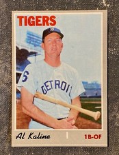 1970 TOPPS BASEBALL CARD, AL KALINE, DETROIT TIGERS #640, GREAT SHAPE!