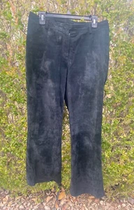 Vintage Junction West Suede Leather Black Lined Pants Slacks Size 10 - Picture 1 of 10