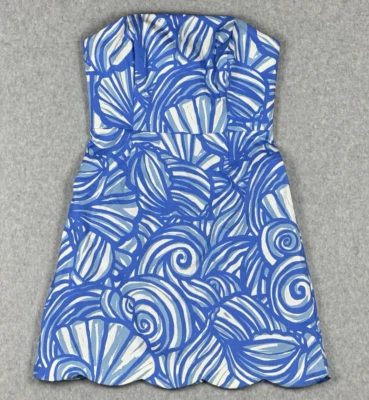 Vestido sin tirantes para mujer Vineyard Vines talla 4 azul blanco Nautilus Shell Resort Wear Foto 1 de 4