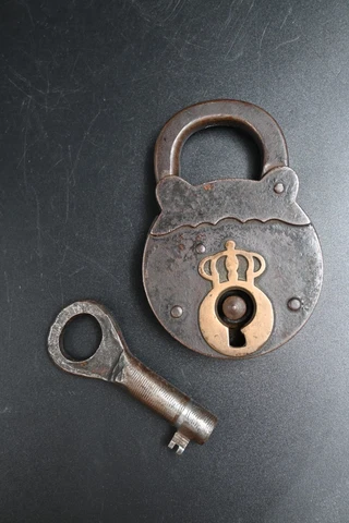 Antique 19th century unusual padlock with key Cover